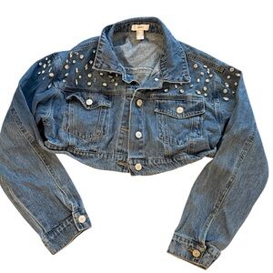 Forever 21 Embellished Blue Jean Jacket